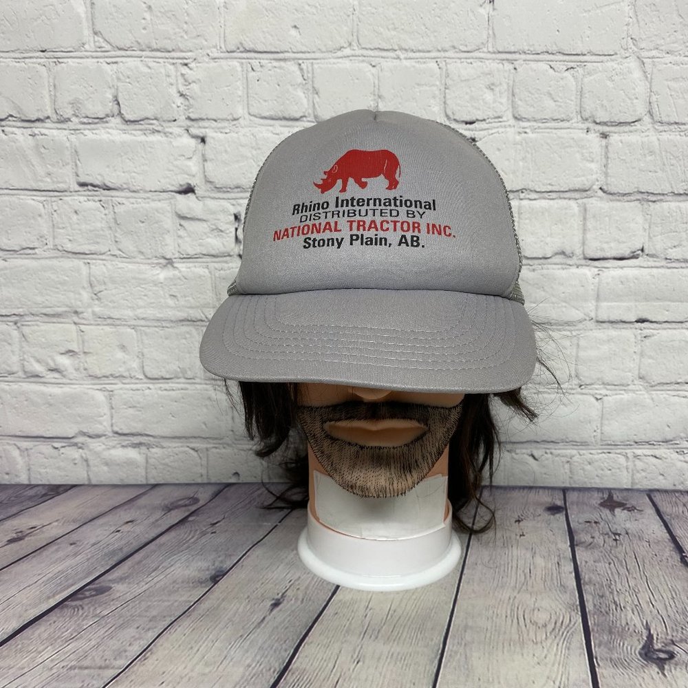Vintage Rhino International Distributed By National Tractor Inc. Trucker Hat Cap